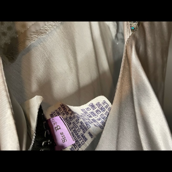 Silver Formal Dress with Sequin Top and Tie Back - Picture 13 of 13